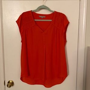 Daniel Rainn Red V-neck cap sleeve Blouse, size XL